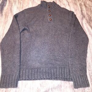 Fossil‎ Men's Blue Mock Neck Button Up Knit Sweater Size Large